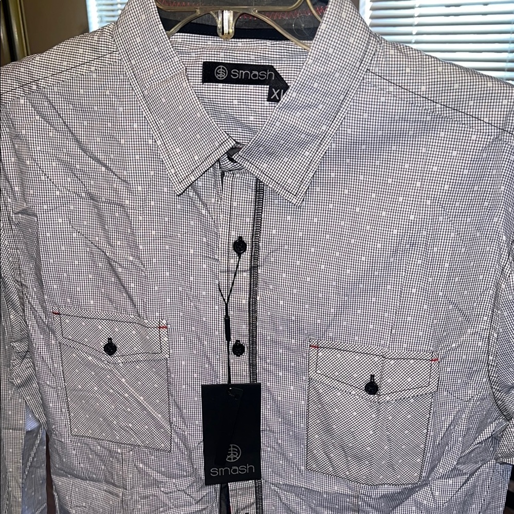 Men's Black and White Checkered Shirt